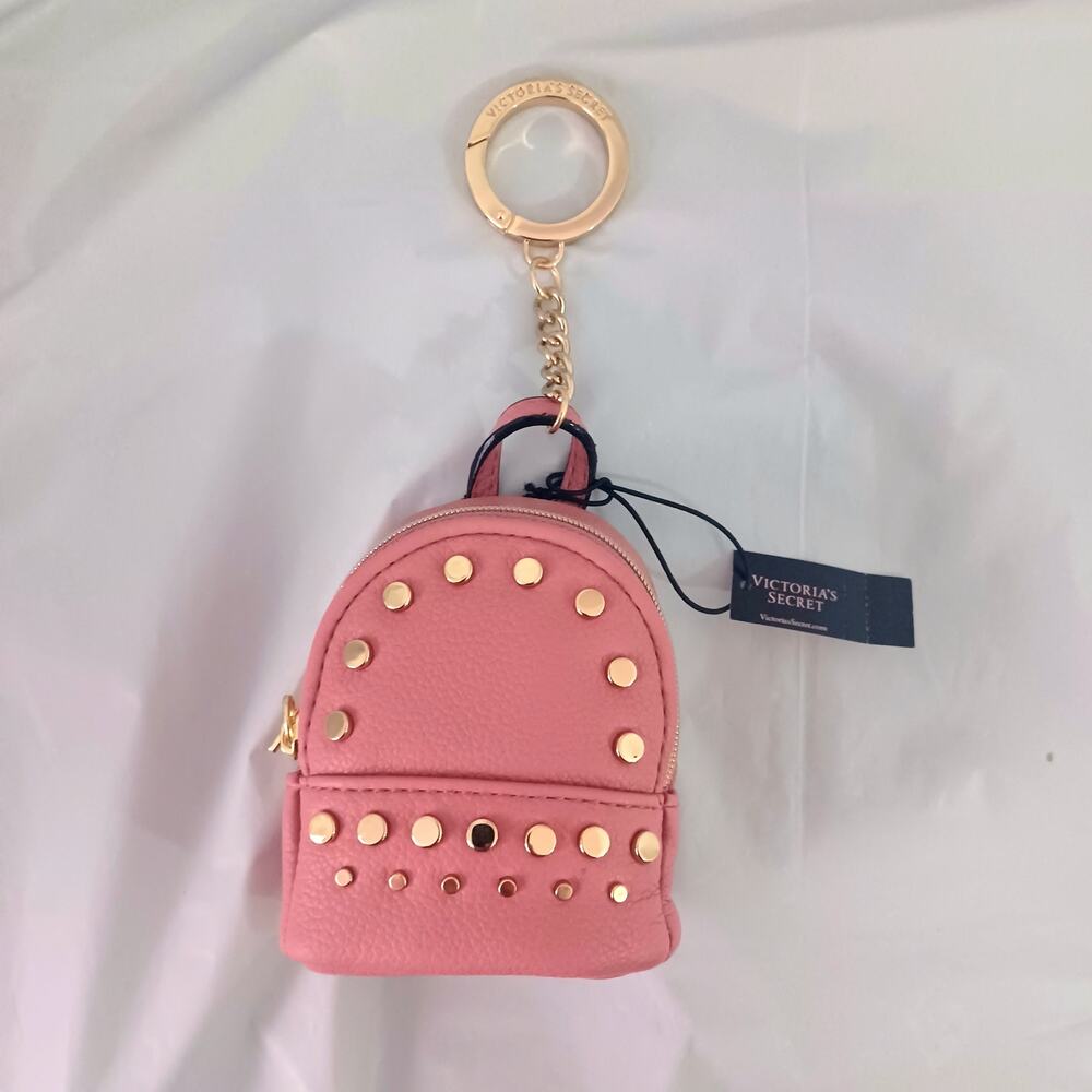 Victoria's Secret Wild Rose Faux Leather Mini Backpack Keychain Bag Charm